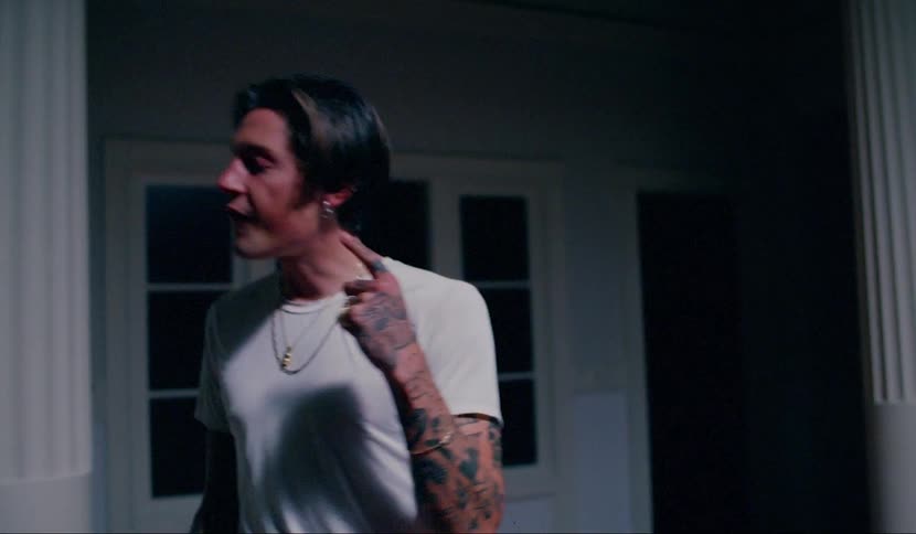 Couple having an argument in the bedroom of a mansion