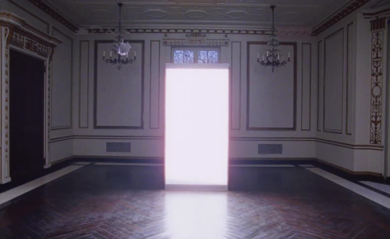 A lit up board in a room