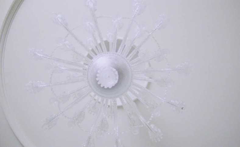A light fixture on a ceiling