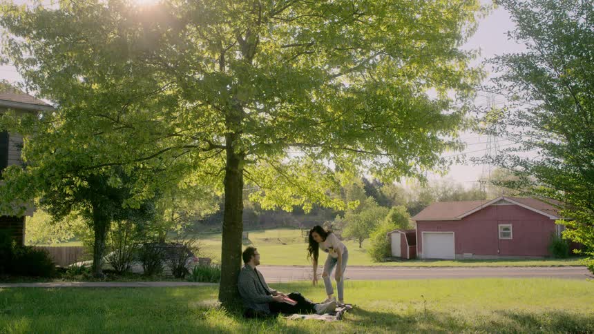 Man sitting under a tree reads a book at day