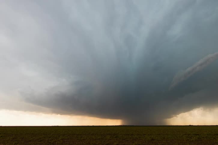Lightning hits through the clouds