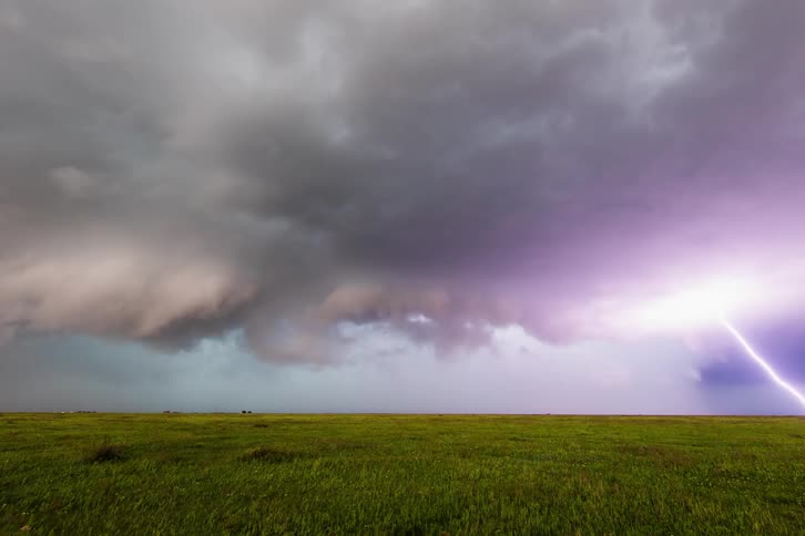 Storm clouds roll over a prairie
