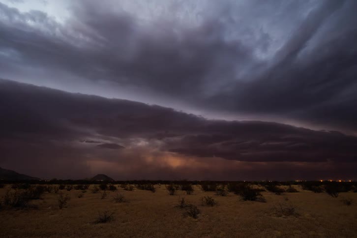 The lightning flashes as the storm passes by