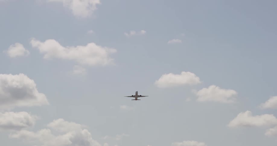 Plane takes off the runway and flies in the sky
