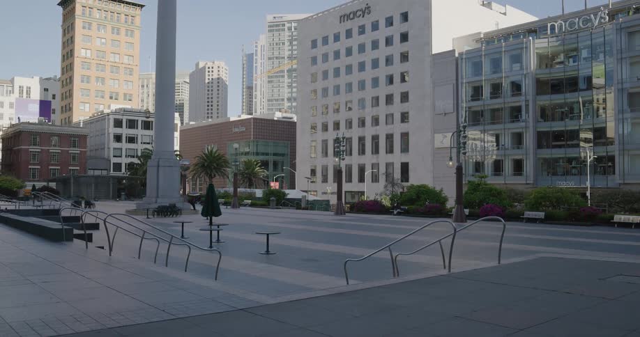 The city square is empty