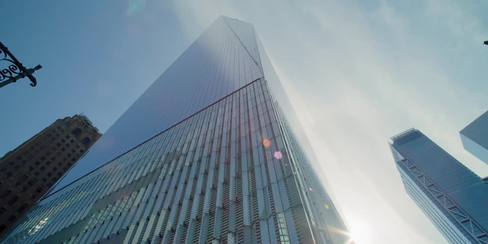 A city with buildings and skyscrapers with the sky above