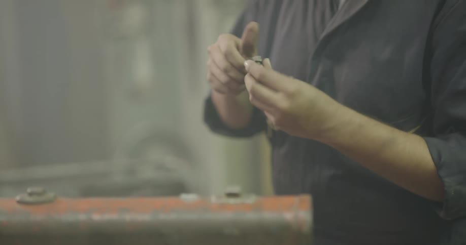 A mechanic works