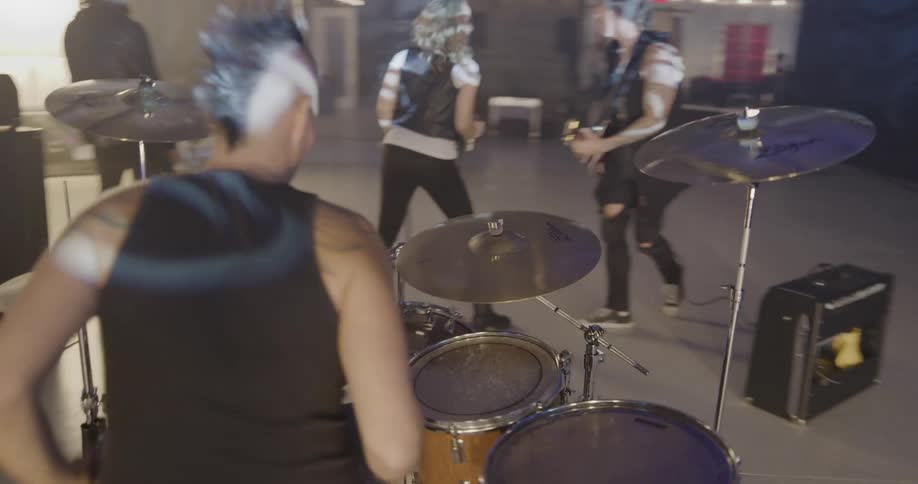 A band performs on stage