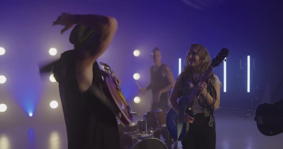 A band getting ready to play