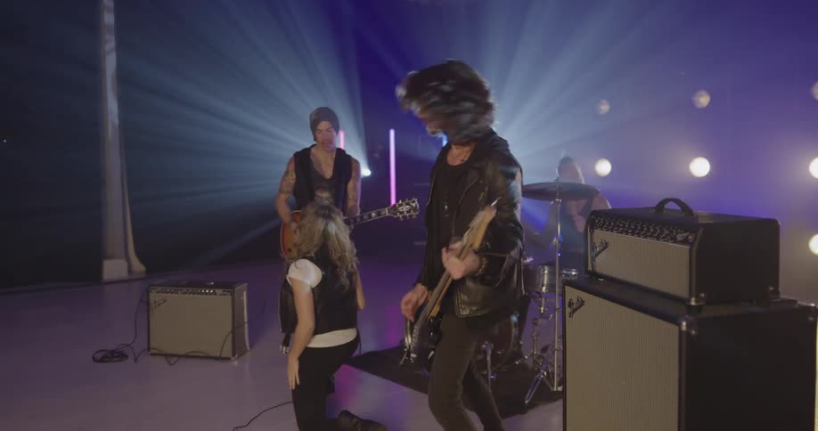 Rock band performs on stage