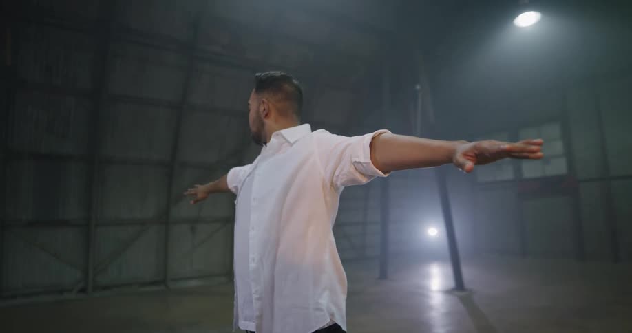 Dancer performs dance moves on stage