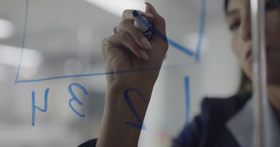 A woman drawing a chart