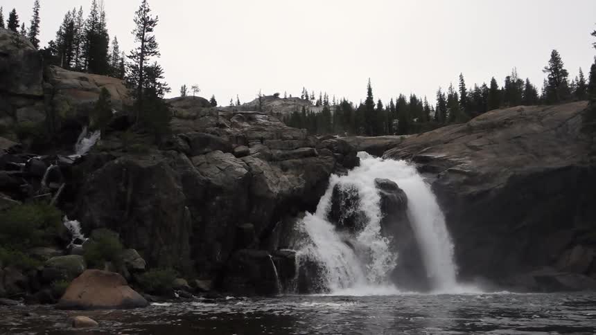 Water falling into a large pool