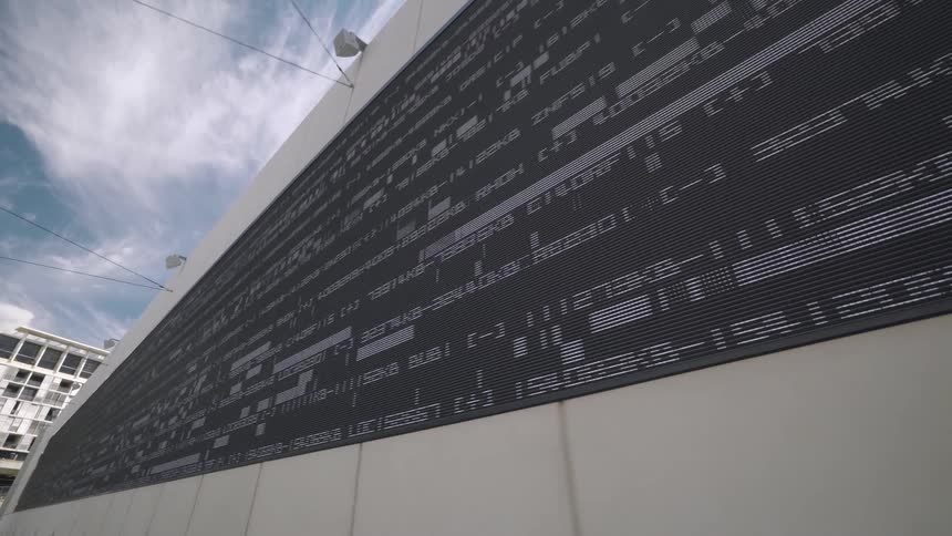 Words scrolling across a screen