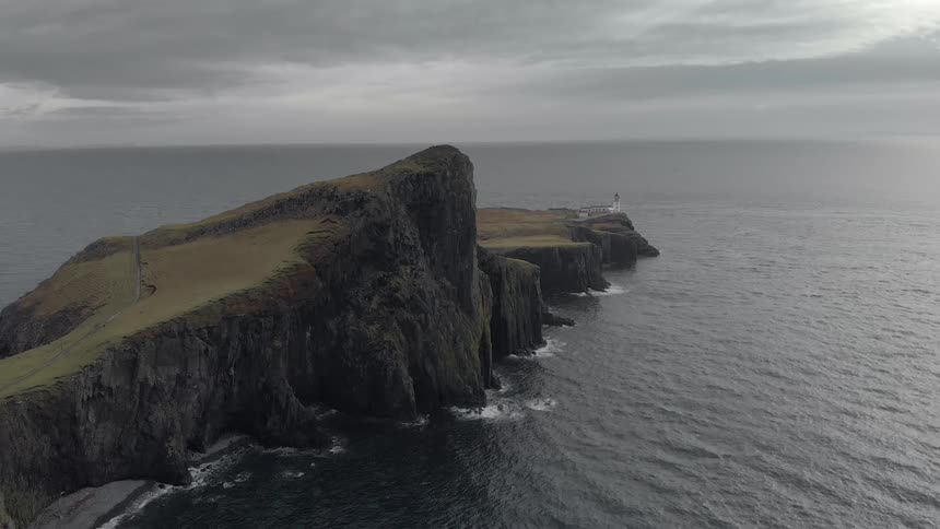 A spit of land juts out into the ocean