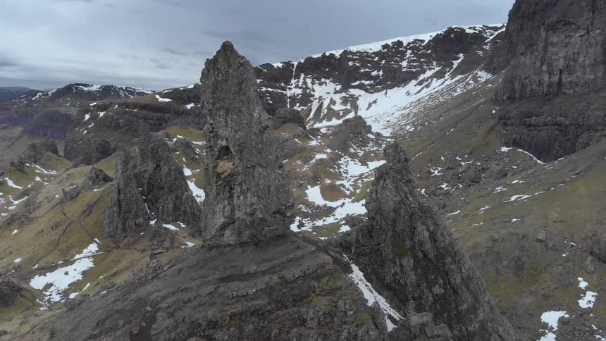Snow covered mountains and cliffs