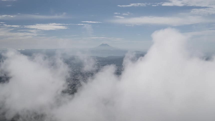 Volcano through the clouds