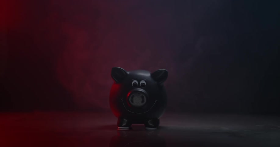 The pig stands in the middle
