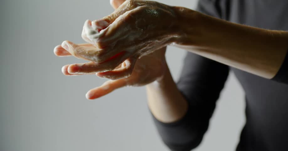 Hands displaying proper way of washing hands