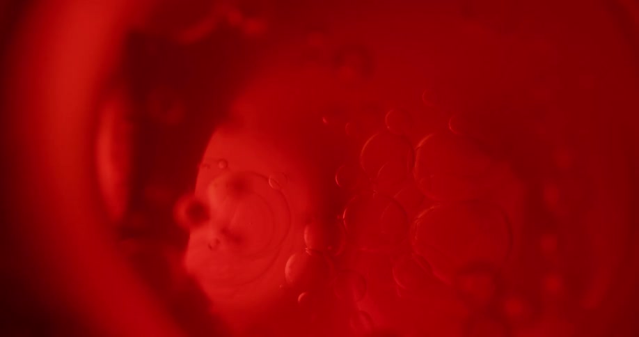 A red liquid with bubbles