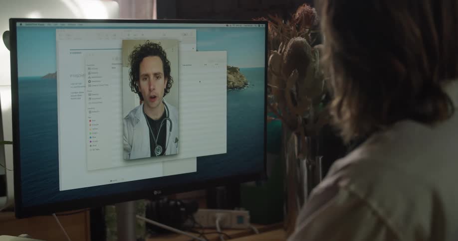 Two doctors communicate over a web chat