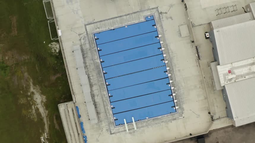 Aerial view of an open air swimming pool