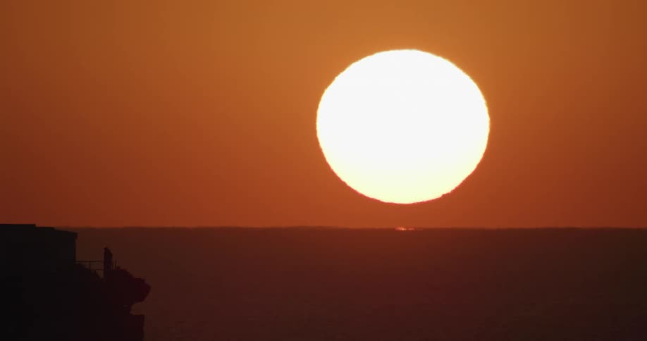 The sunset over the ocean