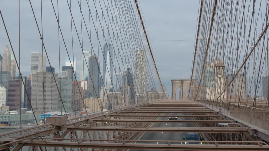Traffic on new york city bridge at day