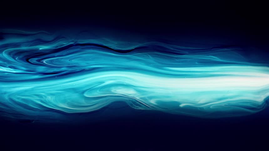 An abstract and blue glowing formation of paint
