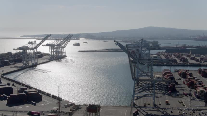 Aerial shot of a shipping dock