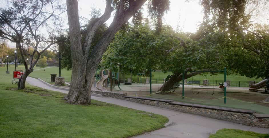 Playground covered in caution tape
