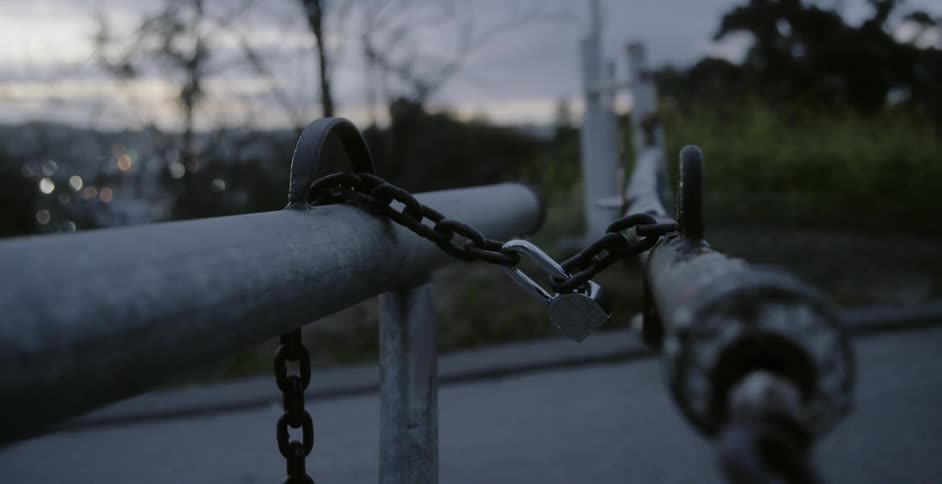 A closed gate locked with chains