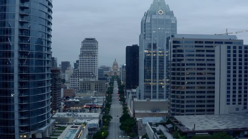 The buildings sit downtown