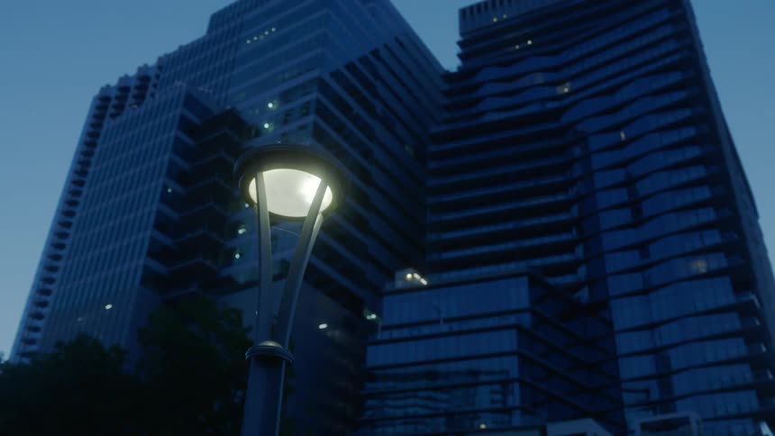 A skyscraper in the city