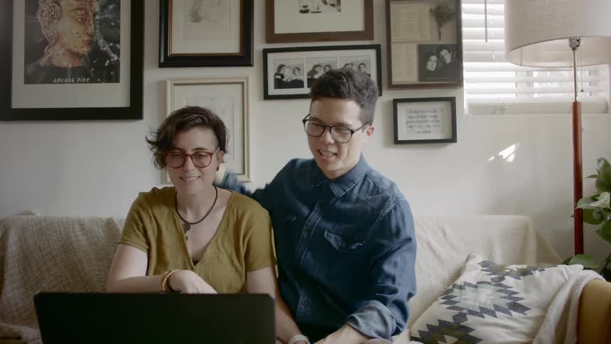 A man and woman video chat