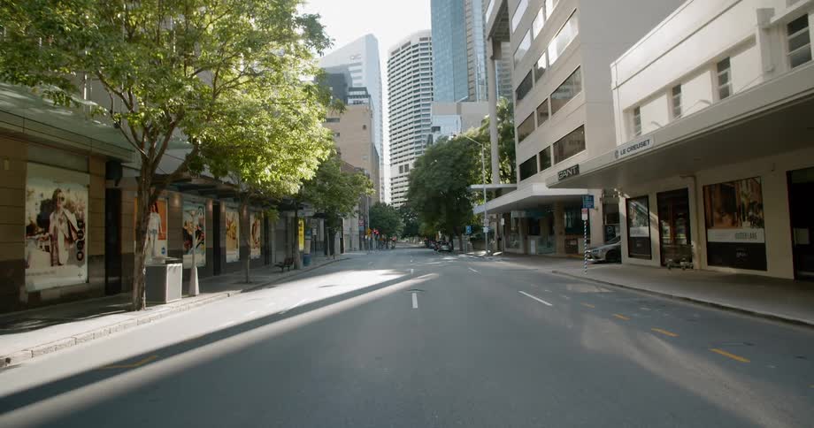 An empty downtown road