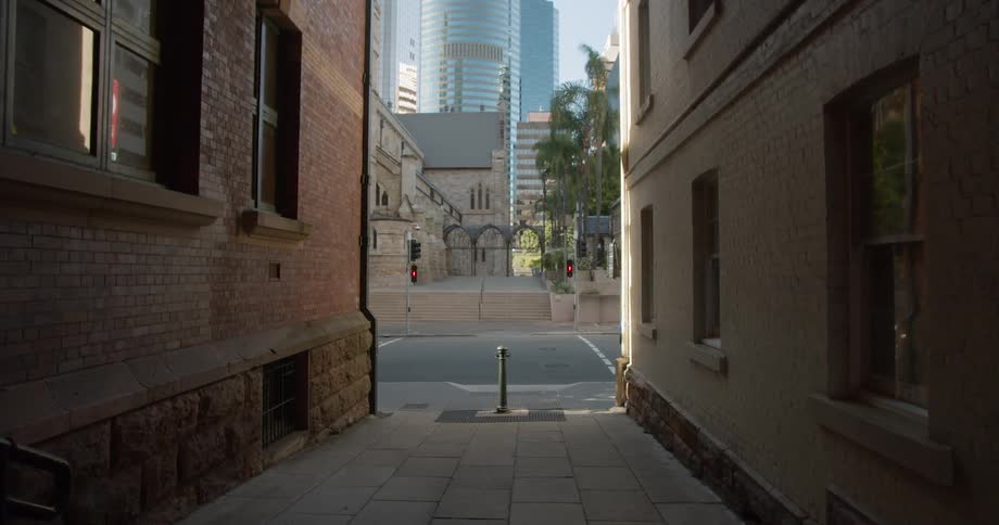 An empty street in a city