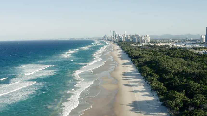The waves move onto the shoreline