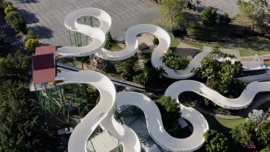 An empty slide at a water park
