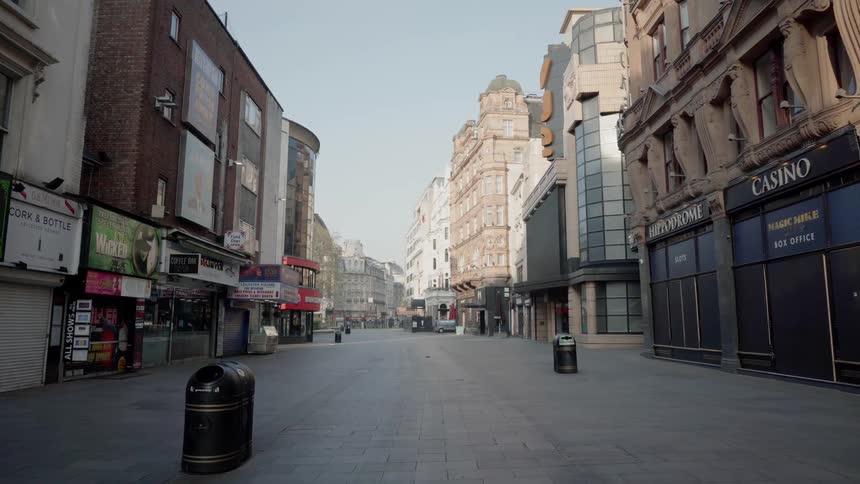 Empty boulevard in city downtown at day