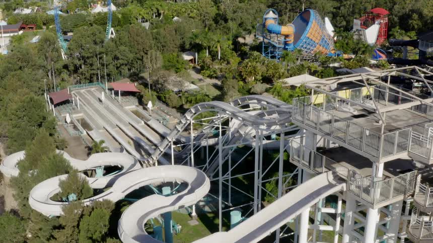 An empty water park