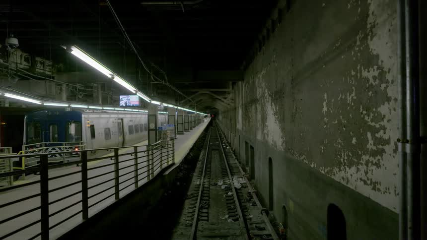 A train is stopped in a tunnel