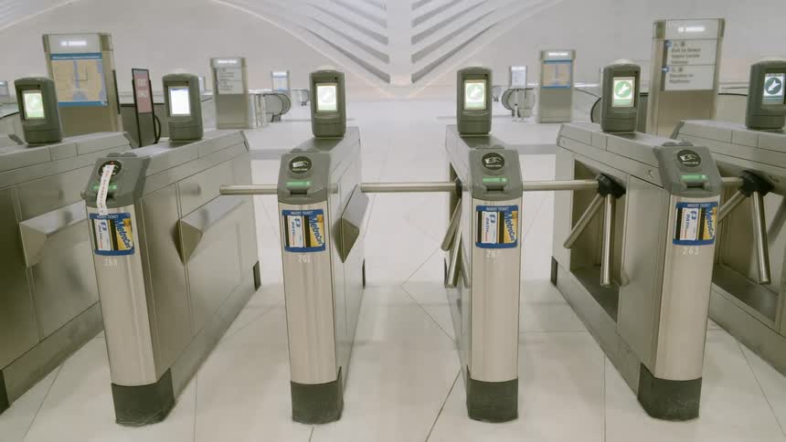 Turnstiles in an empty terminal
