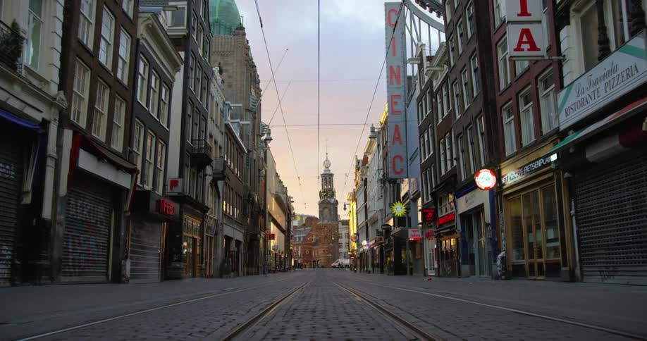 Empty city street during lockdown due to the coronavirus