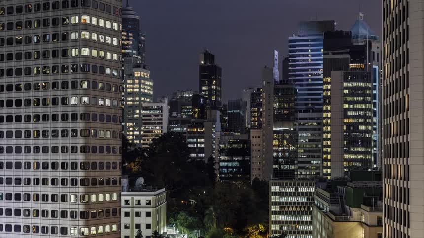 Time lapse of skyscrapers in a city