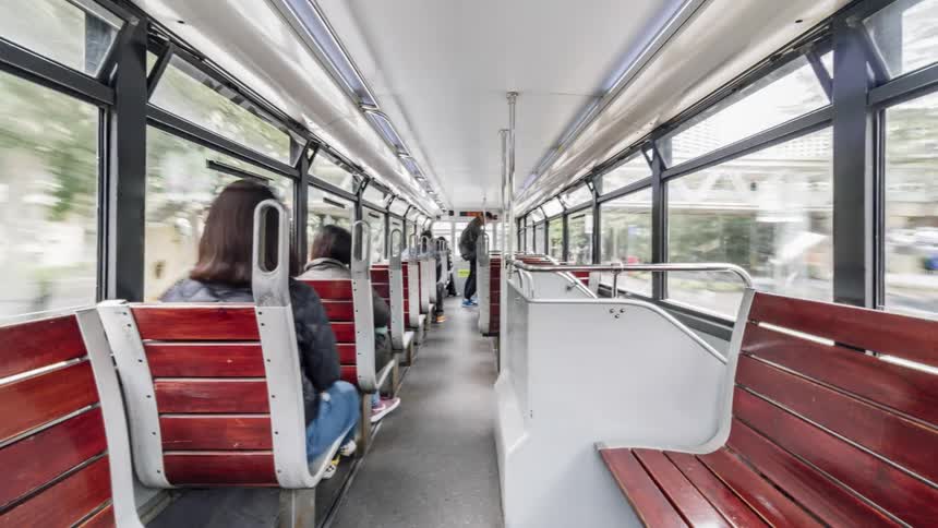 Time lapse of people sitting on a bus