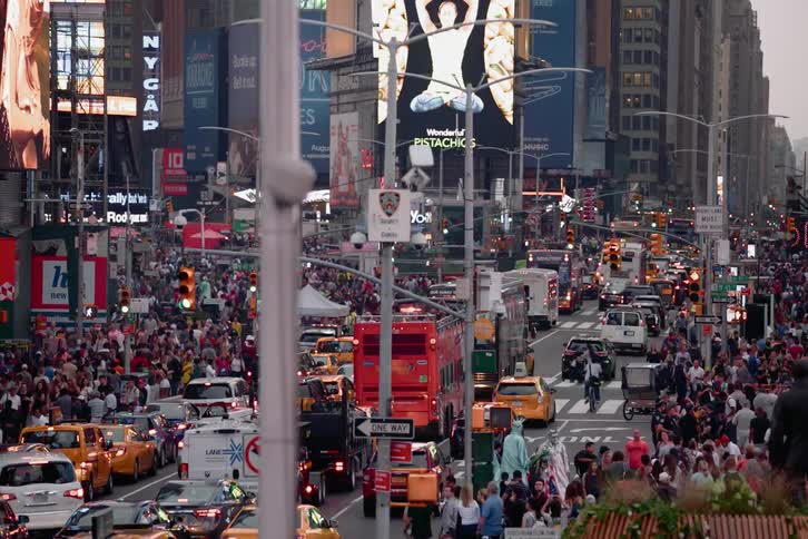 View of overcrowded streets and traffic jam in the city