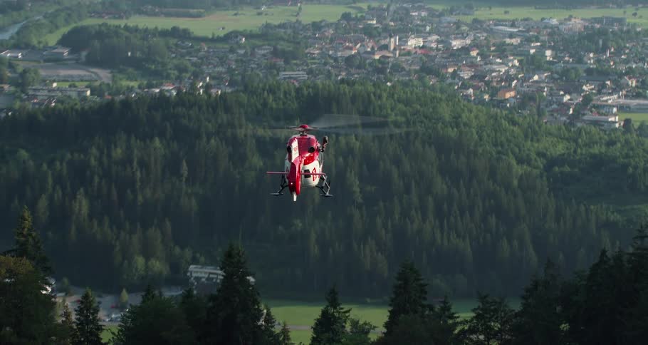 A helicopter prepares to land