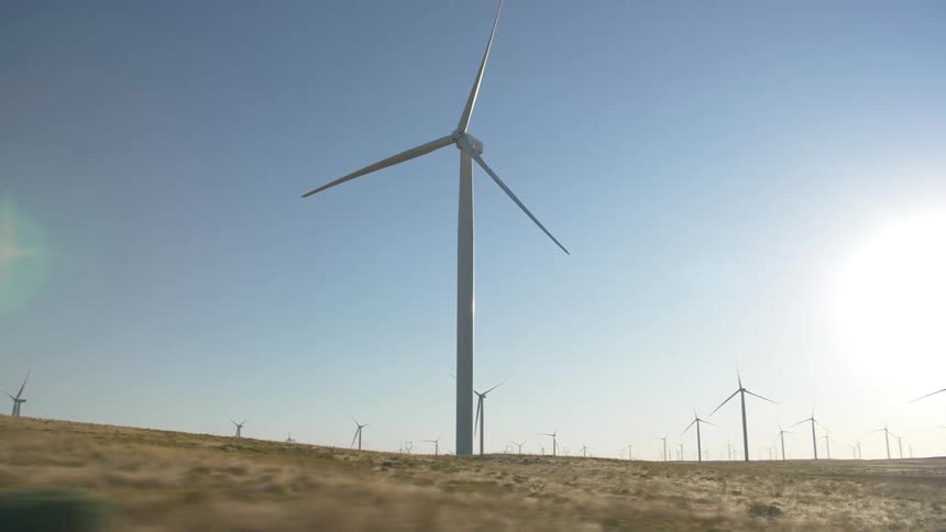 Wind turbines on a wind farm