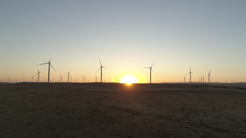 Wind turbines on a wind farm